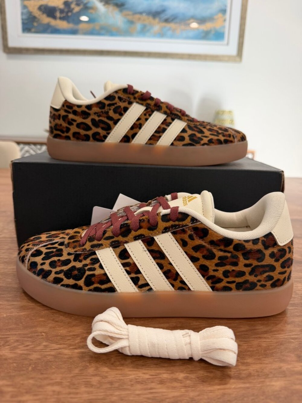 Adidas VL Court 3.0K Leopard Print Size 6Y 7.5W 6M BNIB - Picture 9 of 9